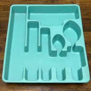 Turquoise Vintage Utensil Drawer Organizer, Rubbermaid Flatware Holder Tray
