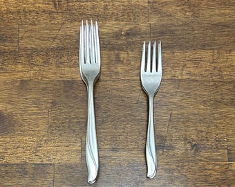 Tenedor de ensalada Insico Impression vintage, de acero inoxidable, repuesto para cubiertos, se vende por unidad.