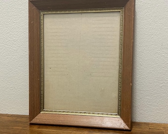 Vintage Faux Wood Picture Frame, Gold Fillet Accent 8x10 Photo Frame, Traditional Wall Frame, Classic Brown Display Frame
