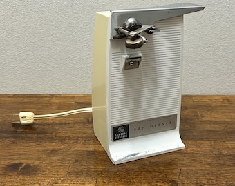 Vintage General Electric Electric Can Opener, GE Model E3EC18, Mid Century Kitchen Appliance with Retractable Cord - Working
