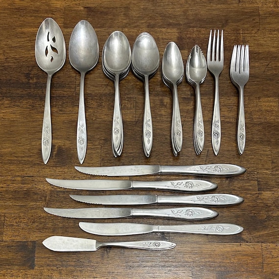 Vintage Oneida My Rose Stainless Flatware Replacements: Pierced