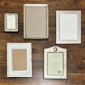 Marcos de fotos vintage de plata, marcos de fotos Godinger de plata, pequeños marcos de mesa ornamentados, tamaño de foto 2x3 o 3.5x5, decoración clásica para el hogar.