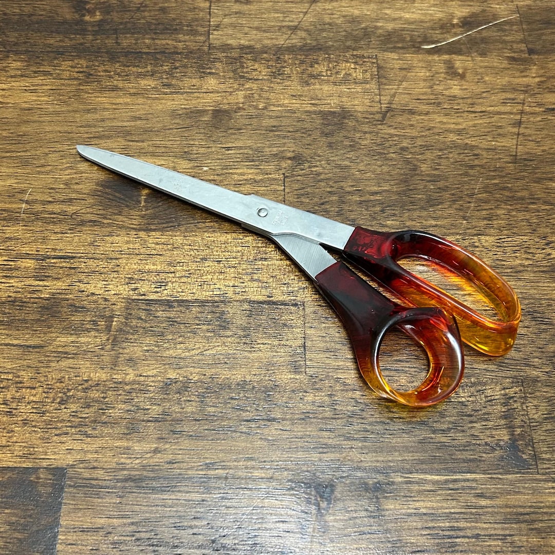 Vintage Kitchen Scissors Amber Handle, Stainless Steel Shears Korea ...