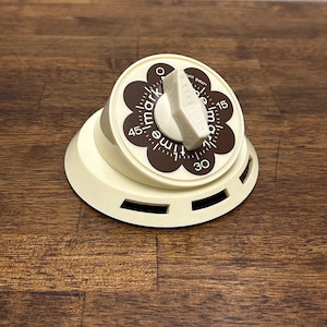 Mark Time Vintage Brown Flower Kitchen Timer, Groovy Working Timer