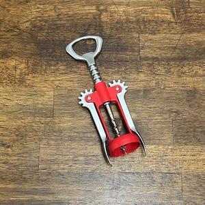Vintage Wing Corkscrew Wine Opener, Red Stainless Steel, Italy