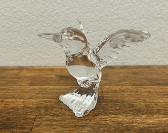 Vintage Hummingbird Figurine, Bohemia Crystal Czech 24% Lead Crystal Bird, Original Labels, 3 Inch