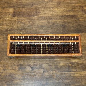 Vintage Style Wooden Abacus Soroban Chinese Japanese Calculator Counting Tool w/Reset Button, 13 Rods