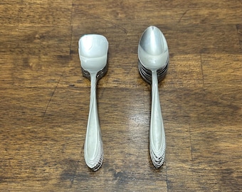Cuchara de café vintage, acero inoxidable estilo art déco, Japón, se vende por unidad.