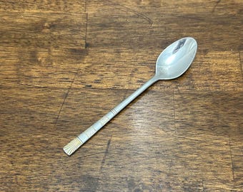 Vintage Demitasse Spoon, Art Deco Gold Etched Stainless Steel Espresso Spoon, Small Tea or Coffee Spoon