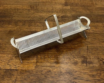 Vintage verzilverde suikerklontjeshouder, zilver gesoldeerd nikkelzilver, theeserviesbus, servies op voet, open suikermand