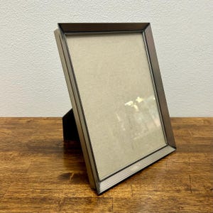 Vintage Silver Tone Picture Frame, Brushed Metal 8x10 Frame, Beaded Reeded Edge, Tabletop or Wall Display