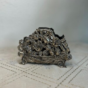 International Silver Company Vintage Rosenkorb Serviettenhalter - Mid-Century versilberter Briefhalter