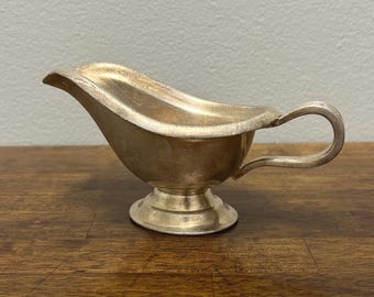 Vintage Reed & Barton Silverplated Gravy Boat, Silver Soldered Sauce Boat with Handle, Classic Footed Serving Piece