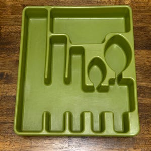 Avocado Green Vintage Utensil Drawer Organizer, Rubbermaid Flatware Holder Tray