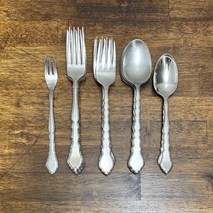 Vintage Oneida Satinique Salad Fork or Spoon - Replacement Flatware, Satin Scroll Design