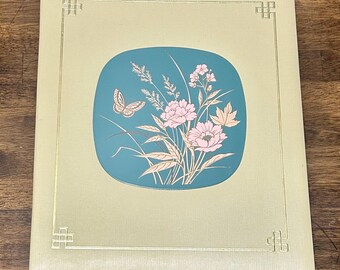 Vintage Hallmark Photo Album, Floral Memory Mount Scrapbook, Butterfly Cover, Keepsake Album