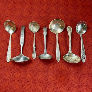 Silverplate or Stainless Vintage Floral Ladle - National Silver, Holmes & Edwards, Seibu, SaladMaster - You Choose