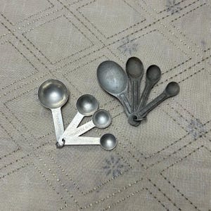 Cast Aluminum Vintage Measuring Spoons, Set of 4, Tablespoon and Teaspoons