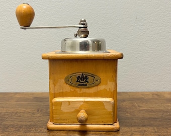 Vintage Stainless Steel & Wood Manual Coffee Grinder - Zassenhaus