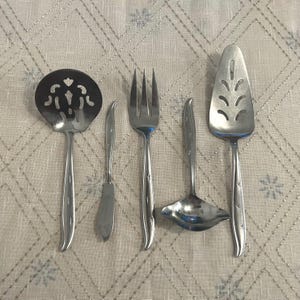 Vintage Starette Stainless Steel Serving Set: Atomic Star Design, 5-Piece