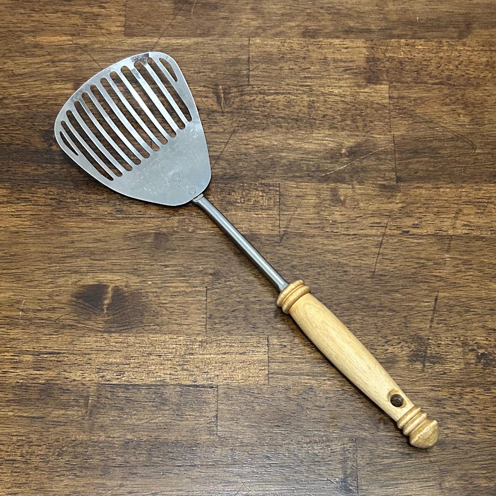 Vintage Ekco Kitchamajig, Chromium Plated With Turned Wood Handle