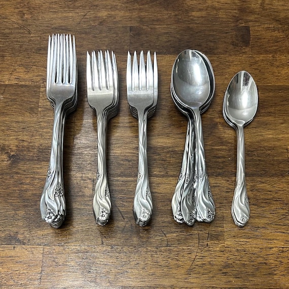 Vintage Oneida Lorilei Teaspoon, Fork, Salad Fork, Place Spoon