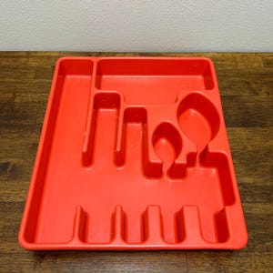 Rubbermaid Vintage Red Utensil Drawer Organizer, Flatware Holder Tray