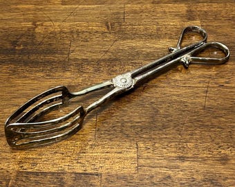 Vintage Silverplate Slotted Serving Tongs, Pastry or Dessert Tongs, Ornate Silver Serving Piece
