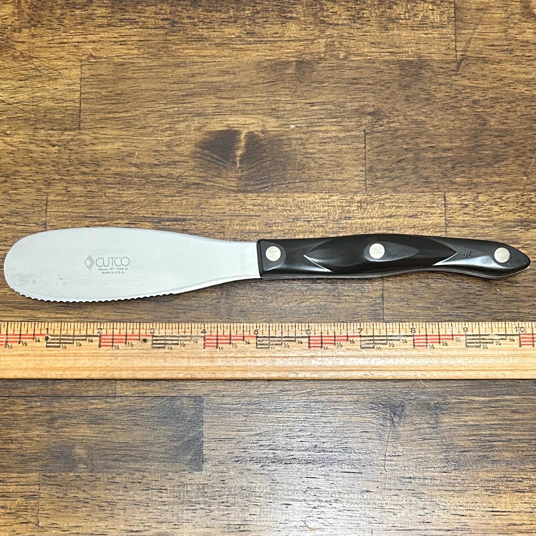 Vintage CUTCO 1768 Sandwich Spreader Knife, Classic Brown Swirl
