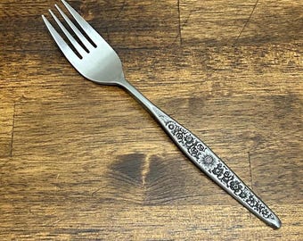 Vintage Riviera RIF6 Stainless Steel Dinner Fork, Floral Flatware Replacement, Made in Japan