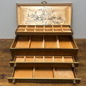 Vintage Lady Buxton Jewelry Box, Large Gold Jewelry Chest, Mid