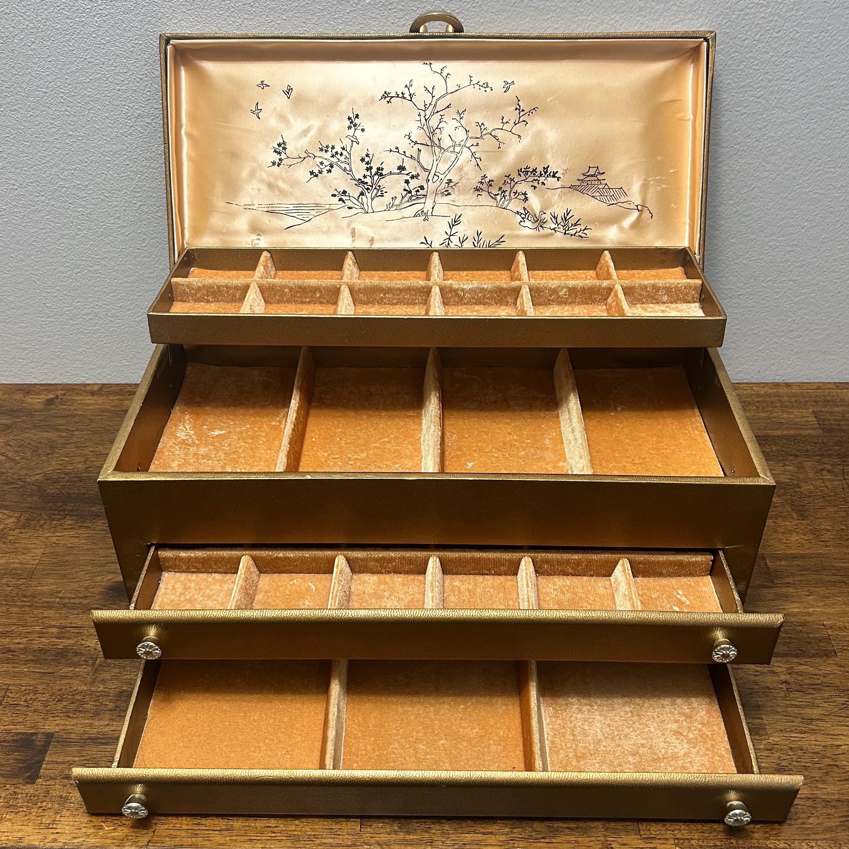 Vintage Lady Buxton Jewelry Box, Large Gold Jewelry Chest, Mid