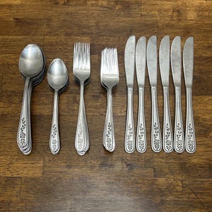 Rogers Korea Vintage Floral Mist Flatware Spoon, Fork, Knife Replacements - Rose Black Accent