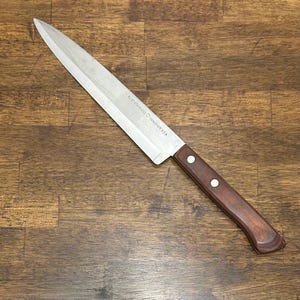 Vintage Flint Vanadium Kochmesser, 8-Zoll-Küchenmesser aus den USA, Besteck mit Holzgriff