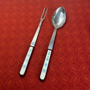 Imperial Ware Vintage Atomic Starburst Basting Spoon and Carving Fork Set