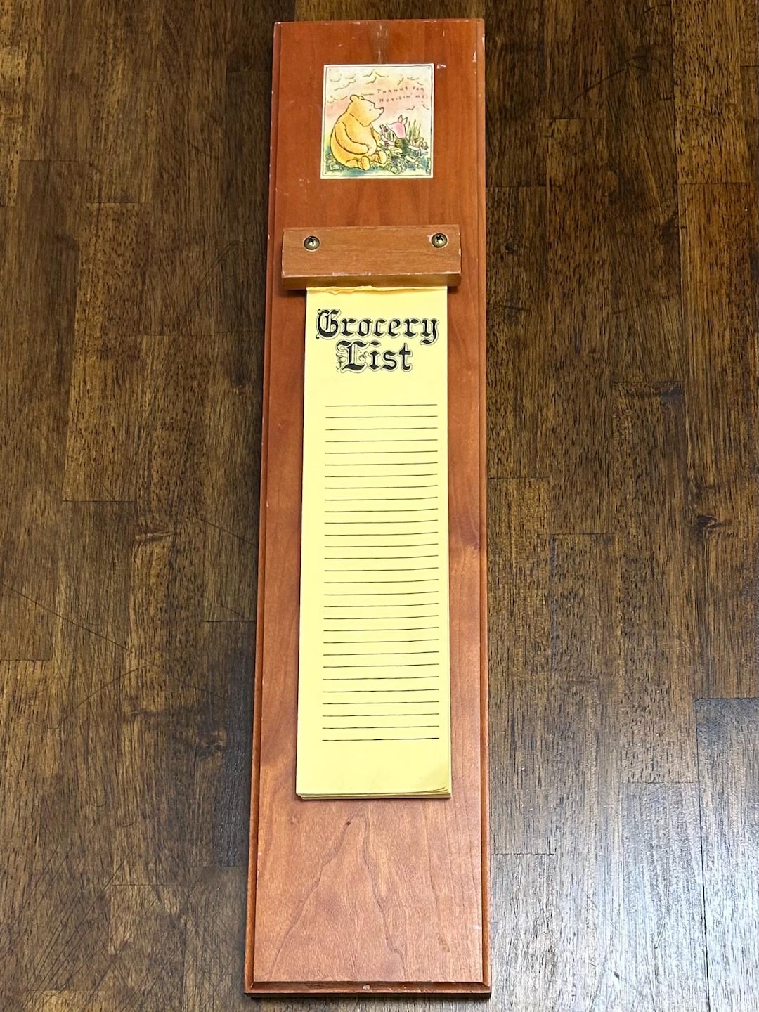 Wall Mount Note Rack Vintage Wooden Grocery List Holder, Wall Mount Note Holder With Winnie ...