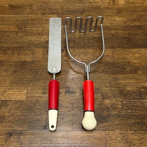 Vintage Ekco Eterna Kitchen Utensils: Mid-Century Red & White