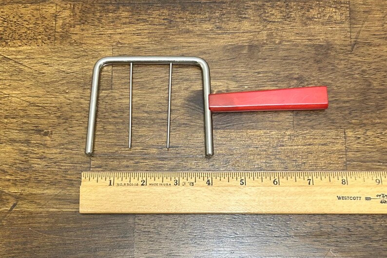 Vintage Wire Cheese Slicer With Red Bakelite Handle, Mid Century ...