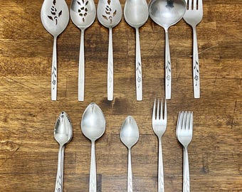 Vintage Oneida Capistrano Rose Grapefruit Spoon, Gravy Ladle, Pierced Serving Spoon or Meat Fork, Sold Individually