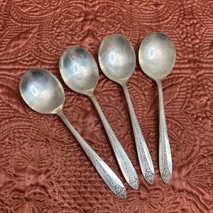 National Silver Vintage Princess Royal Silverplated Soup, Gumbo Spoons, Set of 4