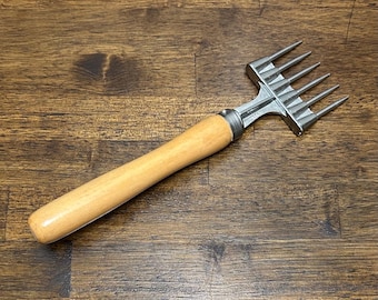 Picadora de hielo, acero de 6 puntas con mango de madera, herramienta para bar.