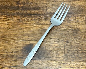 Vintage Chrome Plated Japan Atomic Starburst Salad Fork, Mid Century Modern Flatware, MCM Silverware Replacement