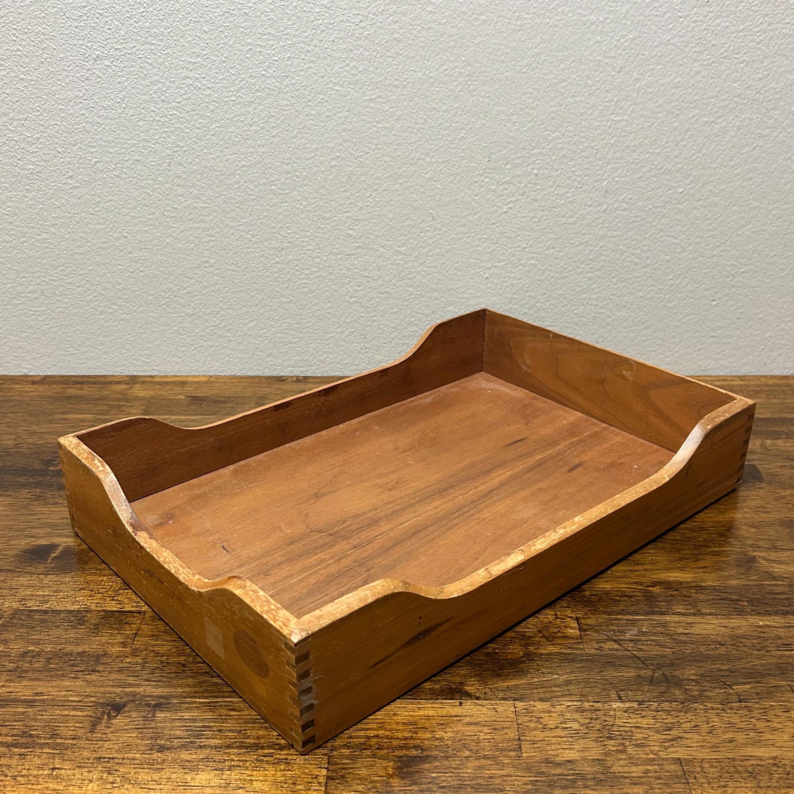 Vintage Wooden Desk Letter Tray, Mid Century Modern Office Paper