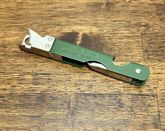Vintage 3-in-1 Folding Can Opener Japan, A&S New Line Bottle Opener, Church Key, Camping Puncture Tool