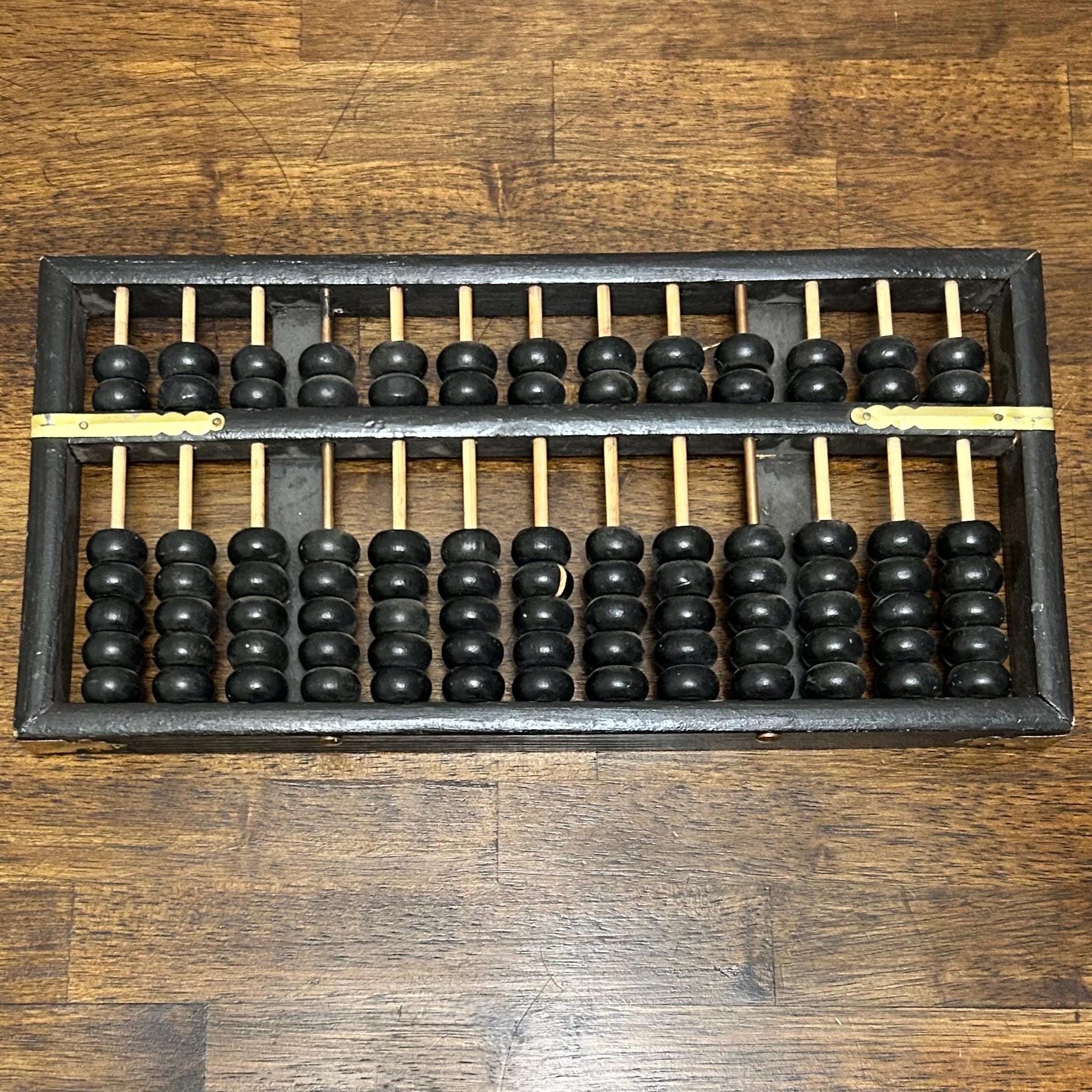 算盤②レトロアンティーク Vintage Chinese Suanpan Abacus, Large Wood Counting Tool, Black