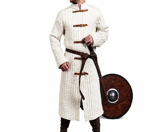 Medieval Gambeson for Men, Quilted Padded Armor Coat, Viking Knight LARP Jacket, Renaissance Reenactment Costume