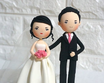 Asia wedding cake topper, Vintage wedding cake topper, bride & groom cake topper, Mr and Mrs cake topper, custom wedding anniversary gift