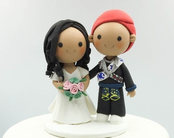 Custom Mien and Filipino wedding cake topper, Interracial wedding couple, Mien wedding cake topper, Filipiniana wedding dress