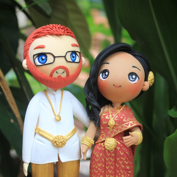Khmer wedding cake topper, Lao and Cambodian wedding cake topper,  red & gold wedding theme, wedding anniversary topper