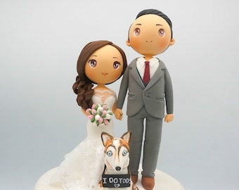 Personalized Wedding Cake Topper with Dogs, I Do Too wedding cake topper, my humans are getting married, Custom Dog Cake Topper
